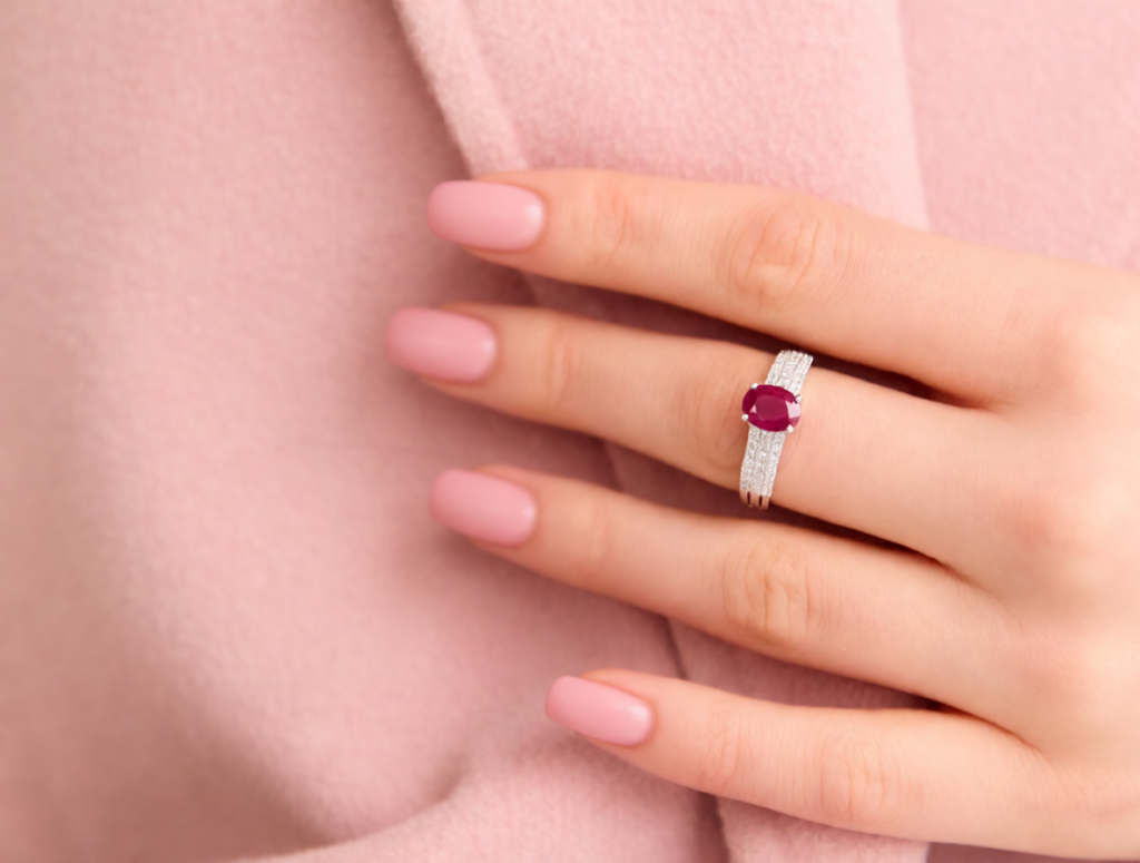 кольцо с красным камнем