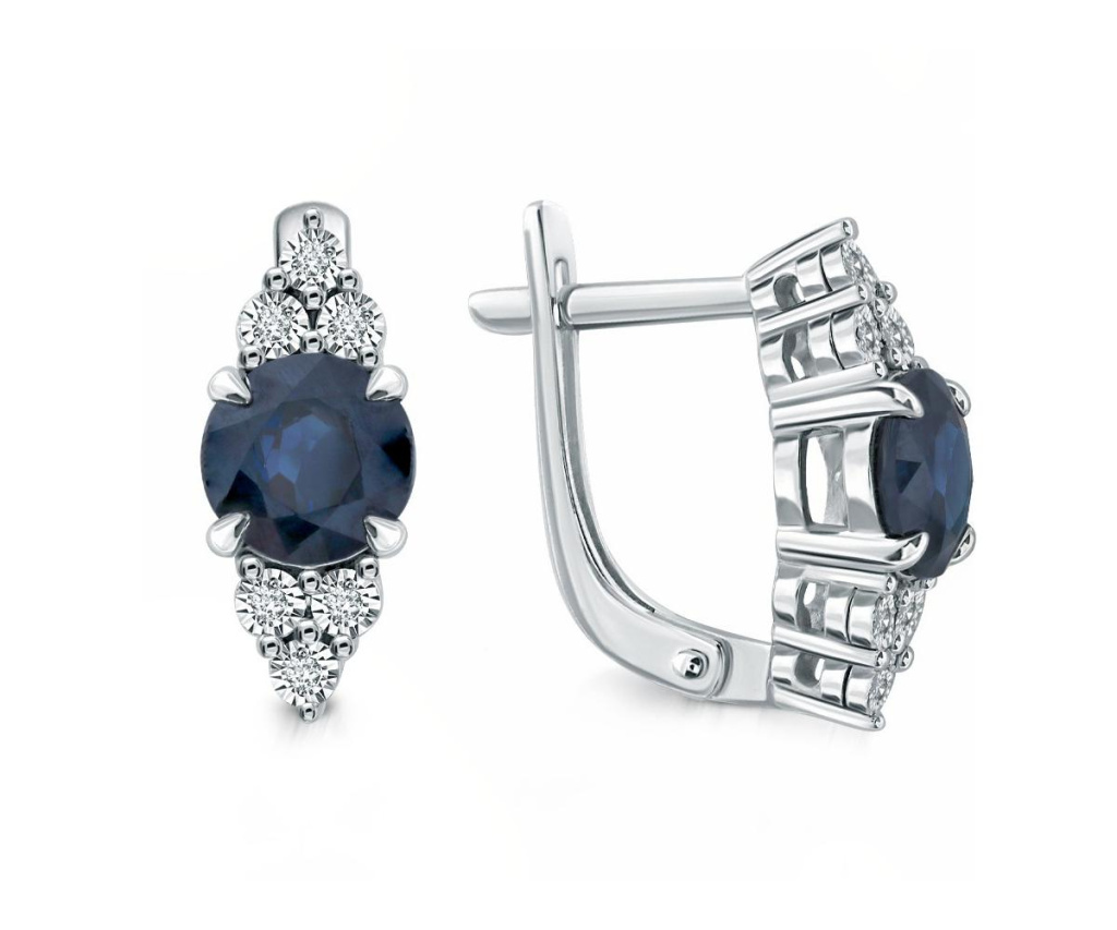 золотые серьги с сапфиром из каталога Голдис